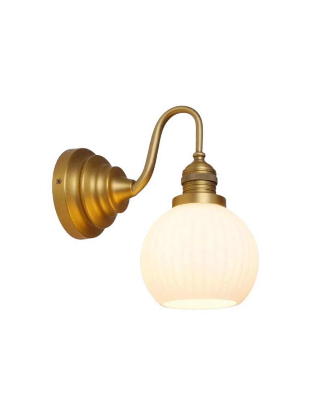 Vintage Brass Wall Sconce Light Milk Glass Shade E26 Vanity Lamp